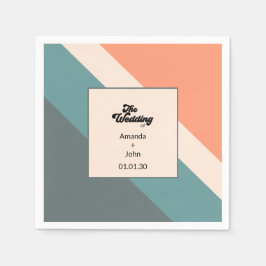 Groovy-Retro The Wedding Of Orange Dusty Blue Serviette