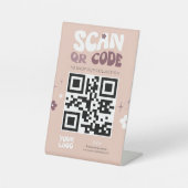 Groovy Retro Trendy Social Media Website QR Code Sockelschild (Vorderseite)