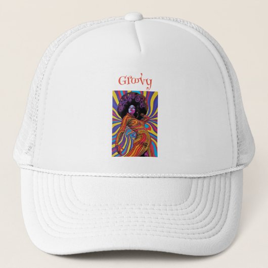 Groovy Retro Trucker Hat Truckerkappe (Vorderseite)