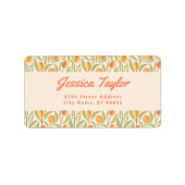 Groovy Retro Tulip Rücksendeadresse Adressaufkleber (Vorne)