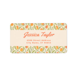 Groovy Retro Tulip Rücksendeadresse Adressaufkleber