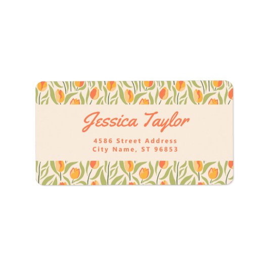 Groovy Retro Tulip Rücksendeadresse Adressaufkleber (Vorne)