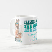 Groovy Retro Turquoise Freundschaft 2 Fotos & Name Kaffeetasse (Vorderseite Links)
