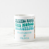 Groovy Retro Turquoise Freundschaft 2 Fotos & Name Kaffeetasse (Mittel)