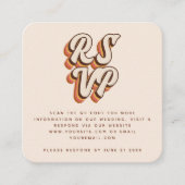 Groovy Retro Typografie 70er QR Code Wedding RSVP Begleitkarte (Vorderseite)