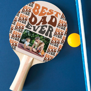 Groovy Retro Typografie Bester Vater je Foto Tischtennis Schläger