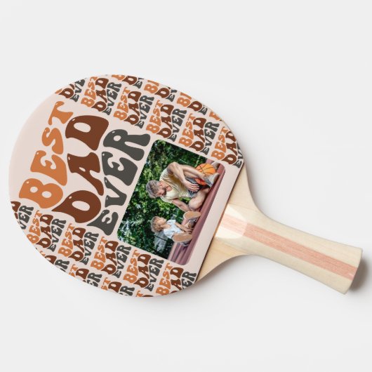 Groovy Retro Typografie Bester Vater je Foto Tischtennis Schläger (Seitenansicht)