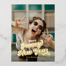 Groovy Retro Typografie glücklich Neues Jahr