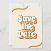 Groovy Retro Typografie & Rainbow Stripes 60er 70e Save The Date (Vorderseite)
