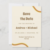Groovy Retro Typografie & Rainbow Stripes 60er 70e Save The Date (Rückseite)