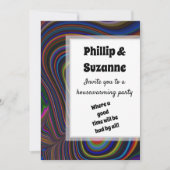 Groovy Retro Vibe Farbiges Fraktal Streifen Muster Einladung (Vorderseite)