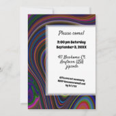 Groovy Retro Vibe Farbiges Fraktal Streifen Muster Einladung (Rückseite)