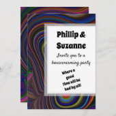 Groovy Retro Vibe Farbiges Fraktal Streifen Muster Einladung (Vorne/Hinten)