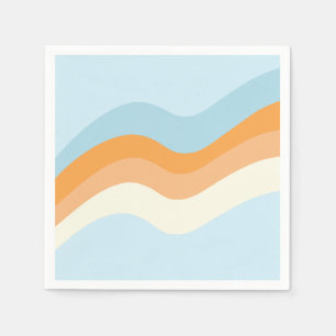 Groovy Retro Vibes Blau Orange Serviette