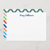 Groovy Retro Vibes Colorful Wavy Name Mitteilungskarte (Vorne/Hinten)