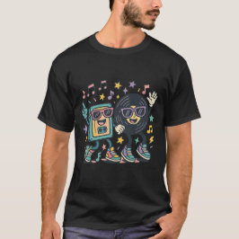 Groovy Retro Vibes Dancing Cassette Vinyl Duo T-Shirt