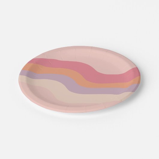 Groovy Retro Vibes rosa Teller (Schrägansicht)