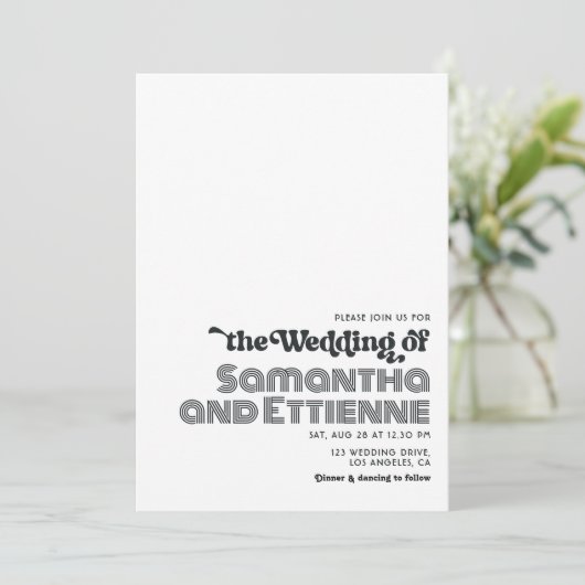 Groovy Retro Vibes Wedding Einladung (Stehend Vorderseite)