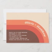 Groovy Retro Vintager Regenbogen 70er Hochzeit + Q Einladung (Vorderseite)