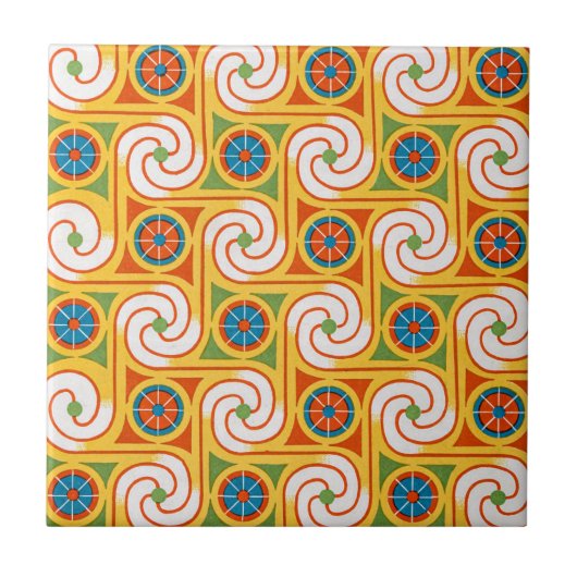 Groovy Retro Wallpaper Style Decorative Fliese (Vorderseite)