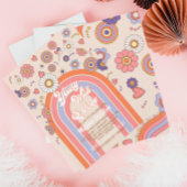 Groovy Retro Wasserfarbe drei Baby feiern Einladung