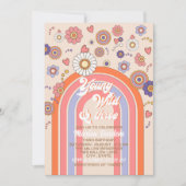 Groovy Retro Wasserfarbe drei Baby feiern Einladung (Vorderseite)