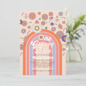 Groovy Retro Wasserfarbe ein Baby feiern Einladung (Stehend Vorderseite)