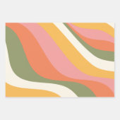 Groovy Retro Wave Lines in Grün Gelb und Rosa Geschenkpapier Set (Vorderseite 3)