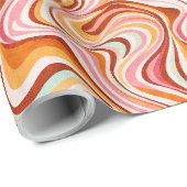 Groovy Retro Waves - Warme psychedelische Wirbel Geschenkpapier (Rolleneckpunkt)