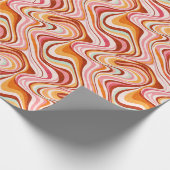 Groovy Retro Waves - Warme psychedelische Wirbel Geschenkpapier (Ecke)
