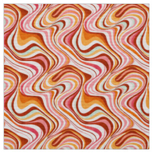 Groovy Retro Waves - Warme psychedelische Wirbel Stoff