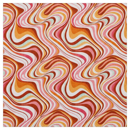 Groovy Retro Waves - Warme psychedelische Wirbel Stoff (Muster)