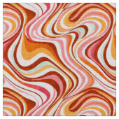 Groovy Retro Waves - Warme psychedelische Wirbel Stoff (Nahaufnahme)