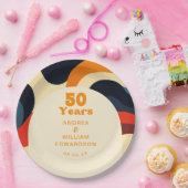 Groovy Retro Wavy Boho 50. Hochzeitstag Pappteller (Party)