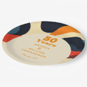 Groovy Retro Wavy Boho 50. Hochzeitstag Pappteller (Schrägansicht)