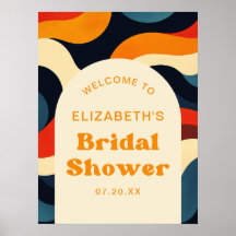 Groovy Retro Wavy Brautparty Begrüßungszeichen