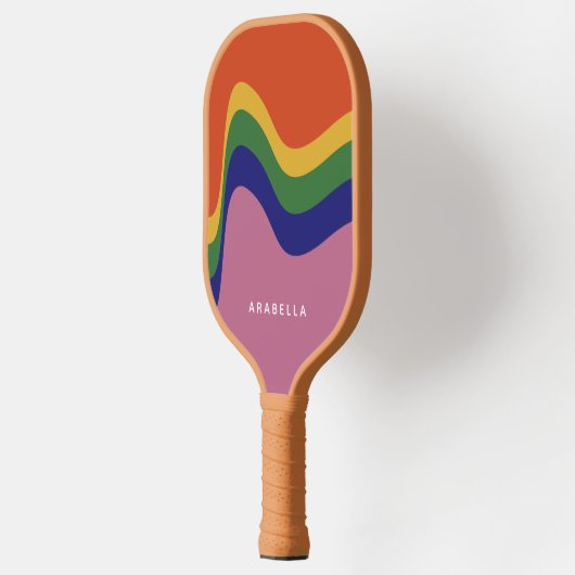 Groovy Retro Wavy Lines Pickleball Paddle (Links)