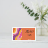 Groovy Retro Wavy Lines Social Media QR-Code Visitenkarte (Stehend Vorderseite)