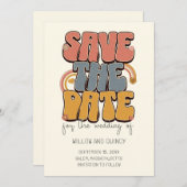 Groovy Retro Wedding speichert das Datum Save The Date (Vorne/Hinten)