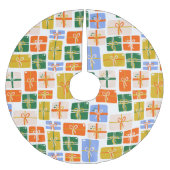 Groovy Retro Weihnachten Feierliche bunte Geschenk Polyester Weihnachtsbaumdecke (Vorderseite)