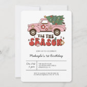 Groovy Retro Weihnachten Geburtstag Einladung (Vorderseite)