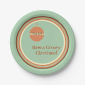 Groovy Retro Weihnachten mit Ornament und Datum Pappteller (Vorderseite)