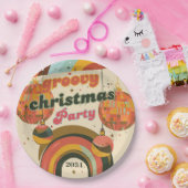 Groovy Retro Weihnachts70er Inspiriert Pappteller (Party)