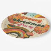 Groovy Retro Weihnachts70er Inspiriert Pappteller (Schrägansicht)
