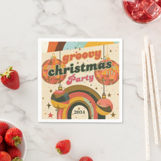 Groovy Retro Weihnachts70er Inspiriert Serviette (Beispiel)