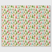 Groovy Retro-Weihnachtsbäume Geschenkpapier (Flach)