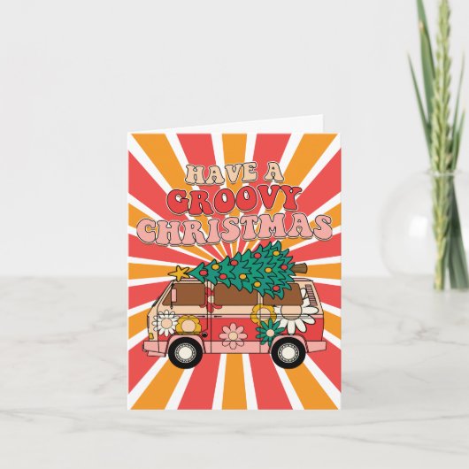 Groovy Retro-Weihnachtskarte Karte (Vorderseite)