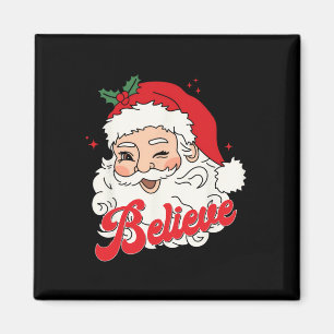 Groovy Retro Weihnachtsmann Glaubt Weihnachten Fra Magnet