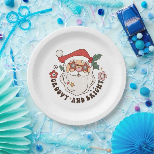 Groovy Retro Weihnachtspapier-Teller Pappteller (Party)