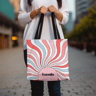 Groovy Retro-Wellen in Pastellfarben Tasche